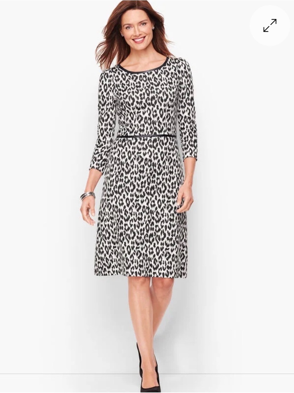Talbots "Refined Ponte Dress" Black and White Leopard Print 20W - Picture 9 of 9